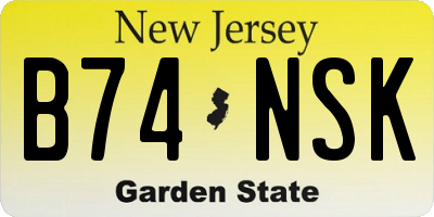 NJ license plate B74NSK