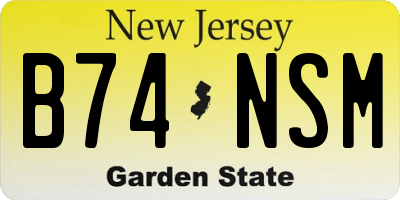 NJ license plate B74NSM