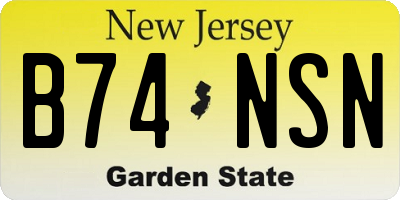 NJ license plate B74NSN