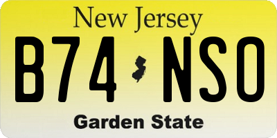 NJ license plate B74NSO