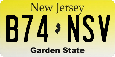 NJ license plate B74NSV