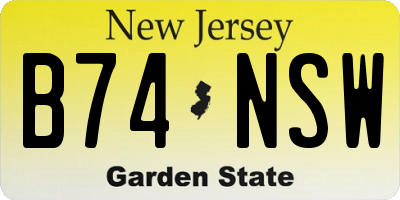 NJ license plate B74NSW