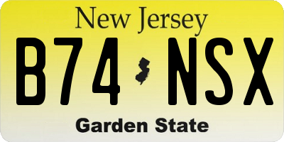 NJ license plate B74NSX