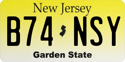 NJ license plate B74NSY