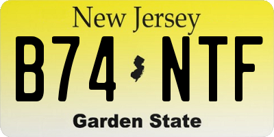 NJ license plate B74NTF