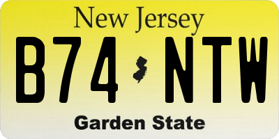 NJ license plate B74NTW