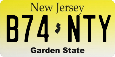 NJ license plate B74NTY
