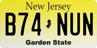 NJ license plate B74NUN