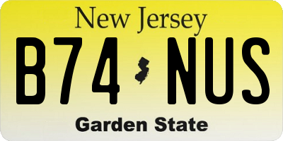 NJ license plate B74NUS