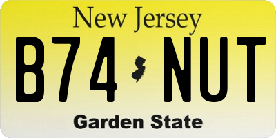 NJ license plate B74NUT