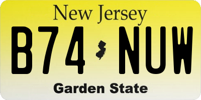 NJ license plate B74NUW