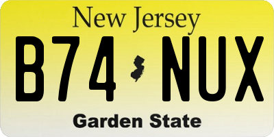 NJ license plate B74NUX