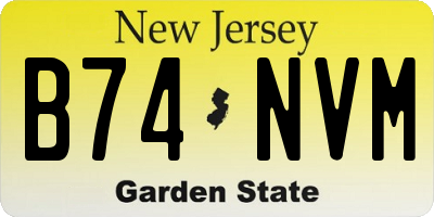 NJ license plate B74NVM