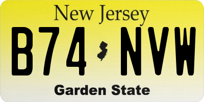 NJ license plate B74NVW