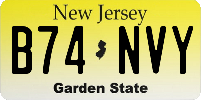 NJ license plate B74NVY