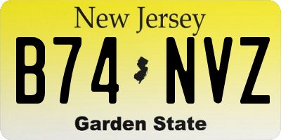 NJ license plate B74NVZ