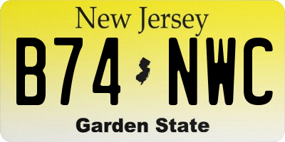 NJ license plate B74NWC