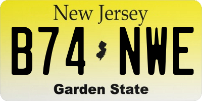 NJ license plate B74NWE