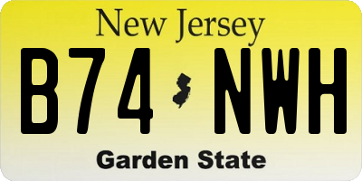 NJ license plate B74NWH