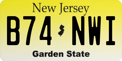 NJ license plate B74NWI