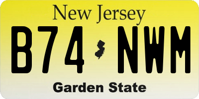 NJ license plate B74NWM