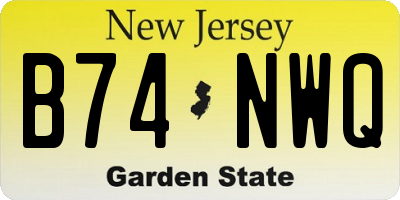 NJ license plate B74NWQ