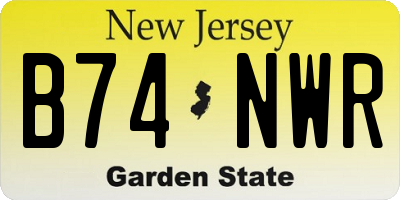 NJ license plate B74NWR
