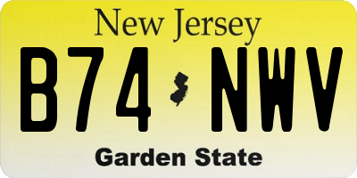 NJ license plate B74NWV