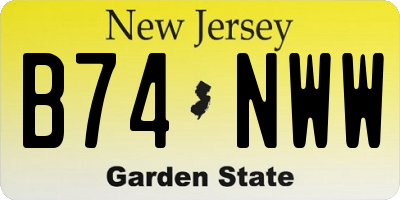 NJ license plate B74NWW