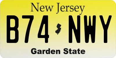 NJ license plate B74NWY
