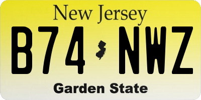NJ license plate B74NWZ