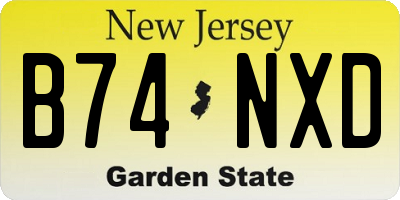 NJ license plate B74NXD