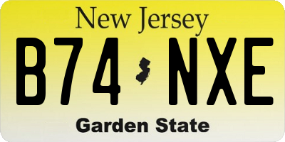 NJ license plate B74NXE