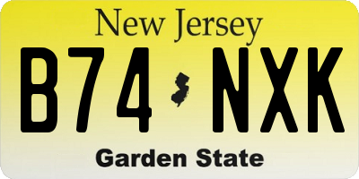 NJ license plate B74NXK
