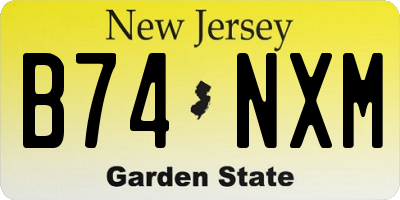 NJ license plate B74NXM