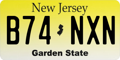NJ license plate B74NXN