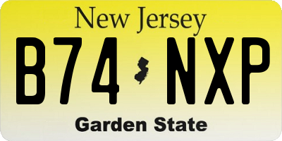NJ license plate B74NXP