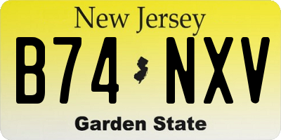 NJ license plate B74NXV