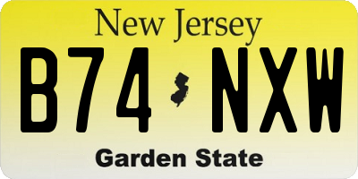 NJ license plate B74NXW