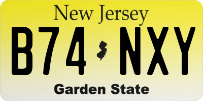 NJ license plate B74NXY