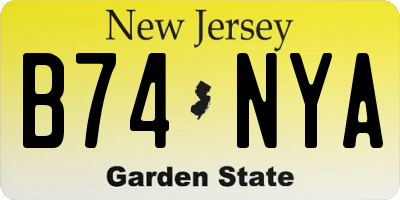 NJ license plate B74NYA