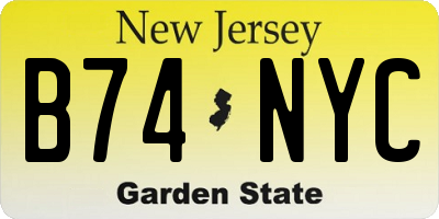 NJ license plate B74NYC