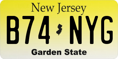 NJ license plate B74NYG