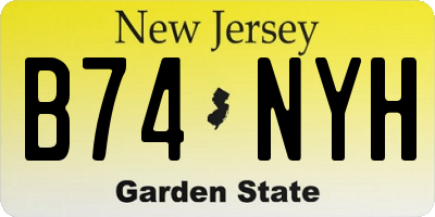 NJ license plate B74NYH