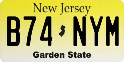 NJ license plate B74NYM