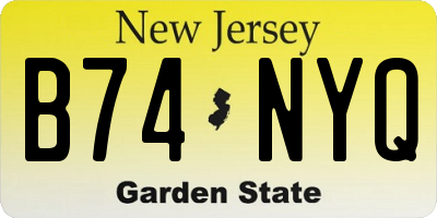 NJ license plate B74NYQ