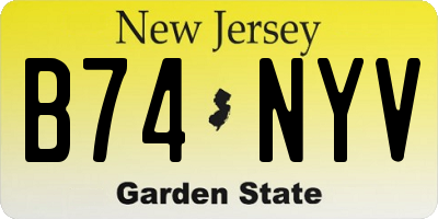 NJ license plate B74NYV