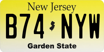 NJ license plate B74NYW