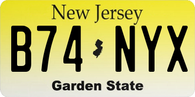 NJ license plate B74NYX