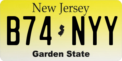 NJ license plate B74NYY